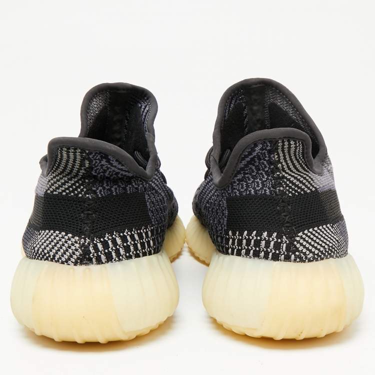 Pre Owned Yeezy x Adidas Black/White Knit Fabric Boost 350 V2 Zyon Sneakers Size 44