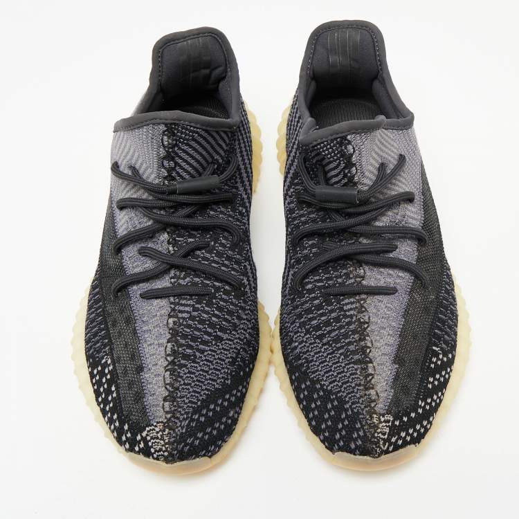 Pre Owned Yeezy x Adidas Black/White Knit Fabric Boost 350 V2 Zyon Sneakers Size 44