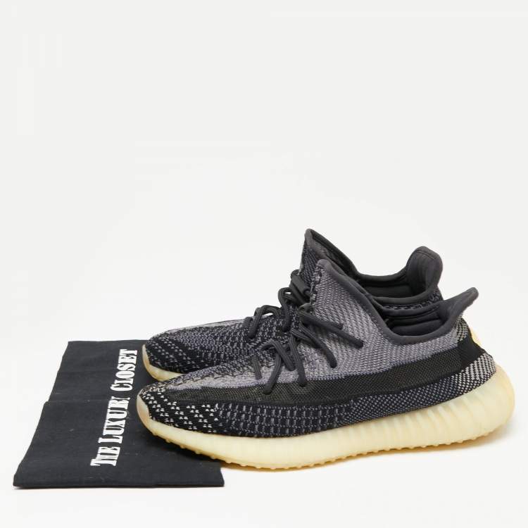 Pre Owned Yeezy x Adidas Black/White Knit Fabric Boost 350 V2 Zyon Sneakers Size 44