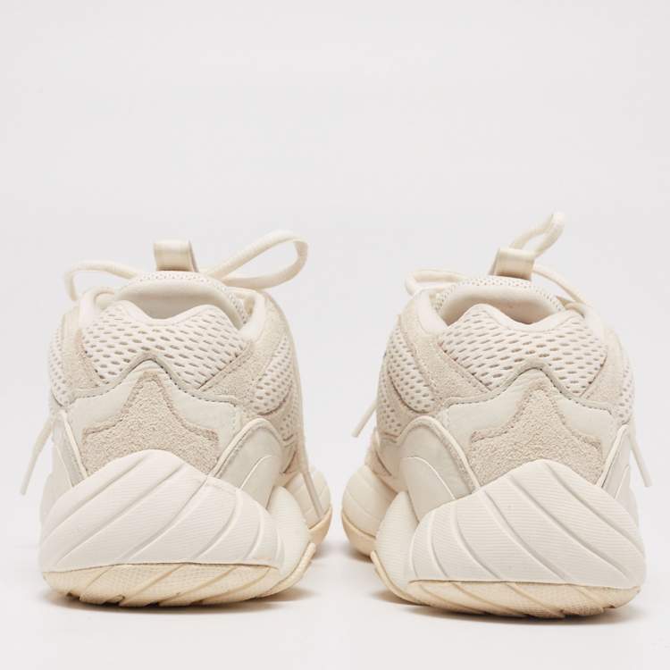 Pre Owned Yeezy x Adidas White Suede and Mesh Yeezy 500 Salt Lace Up Sneakers Size 41
