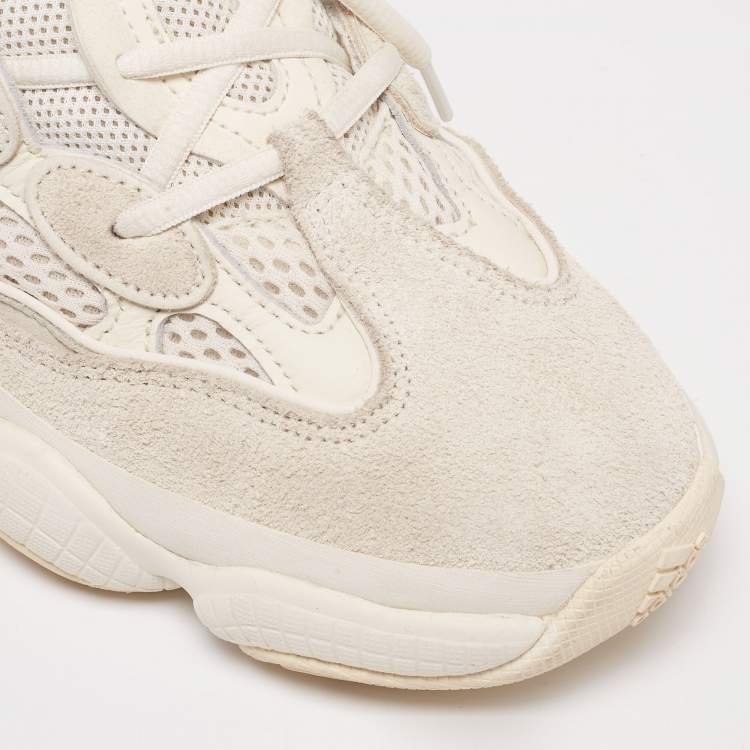 Pre Owned Yeezy x Adidas White Suede and Mesh Yeezy 500 Salt Lace Up Sneakers Size 41