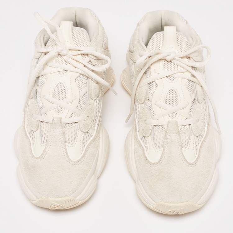 Pre Owned Yeezy x Adidas White Suede and Mesh Yeezy 500 Salt Lace Up Sneakers Size 41