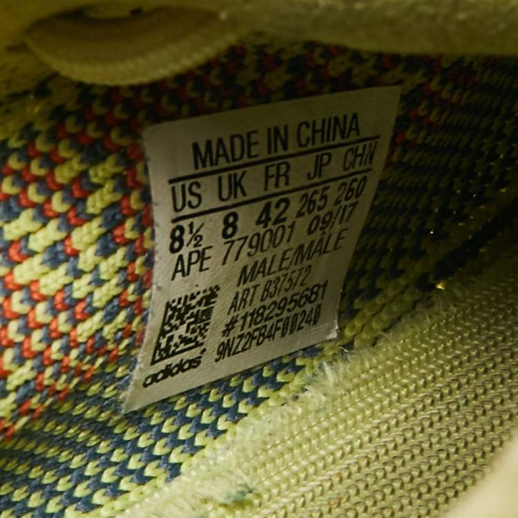 Pre Owned Yeezy x Adidas Yellow Knit Fabric Boost 350 V2 Semi Frozen Yellow Sneakers Size 42