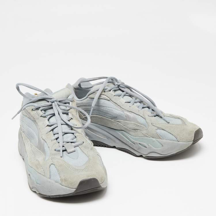 Pre Owned Yeezy x Adidas Grey/Blue Suede and Mesh Boost 700 V2 Inertia Sneakers Size 45 1/3