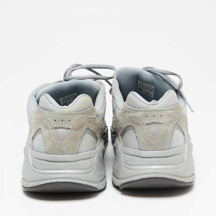 Pre Owned Yeezy x Adidas Grey/Blue Suede and Mesh Boost 700 V2 Inertia Sneakers Size 45 1/3
