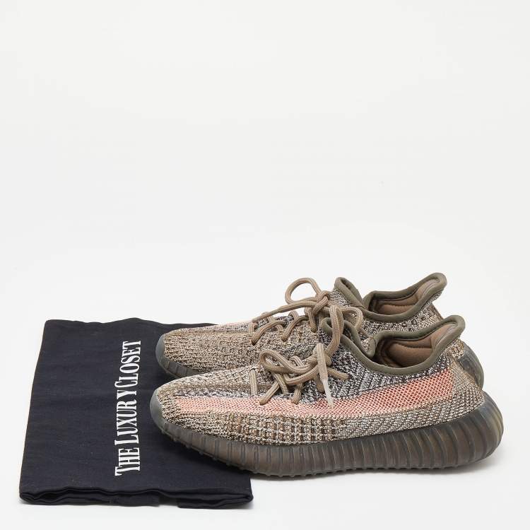 Pre Owned Yeezy x Adidas Multicolor Knit Fabric Boost 350 V2 Ash Stone Low Top Sneakers Size 37 1/3