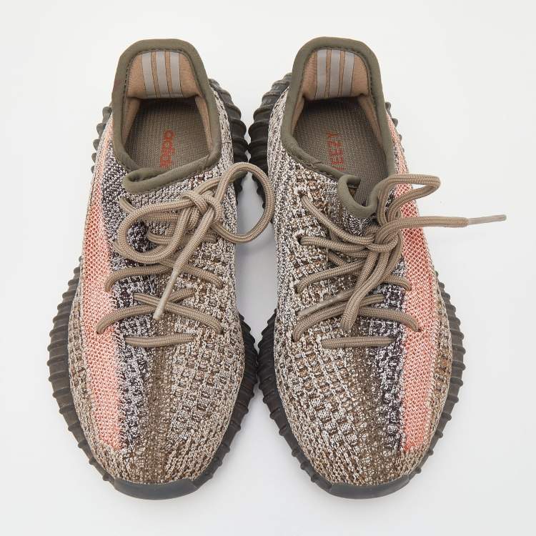 Pre Owned Yeezy x Adidas Multicolor Knit Fabric Boost 350 V2 Ash Stone Low Top Sneakers Size 37 1/3
