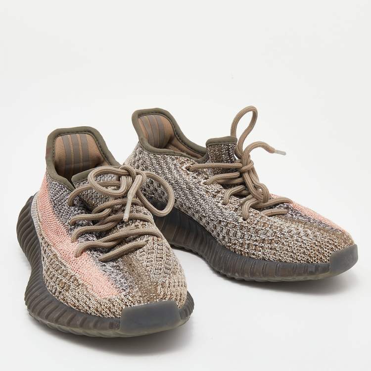 Pre Owned Yeezy x Adidas Multicolor Knit Fabric Boost 350 V2 Ash Stone Low Top Sneakers Size 37 1/3