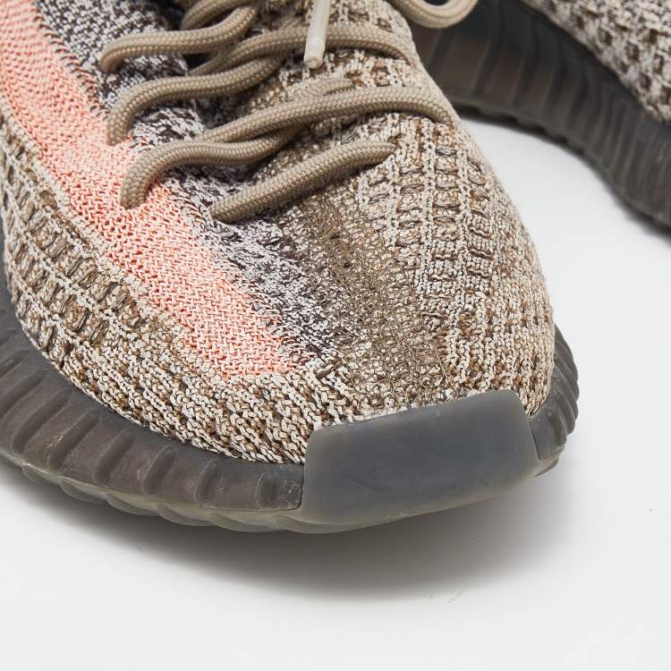 Pre Owned Yeezy x Adidas Multicolor Knit Fabric Boost 350 V2 Ash Stone Low Top Sneakers Size 37 1/3