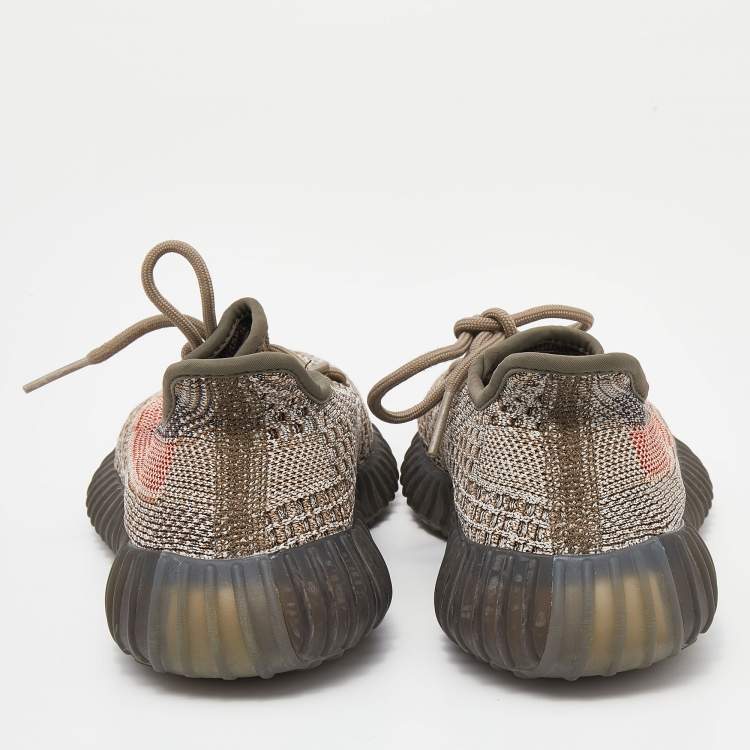 Pre Owned Yeezy x Adidas Multicolor Knit Fabric Boost 350 V2 Ash Stone Low Top Sneakers Size 37 1/3