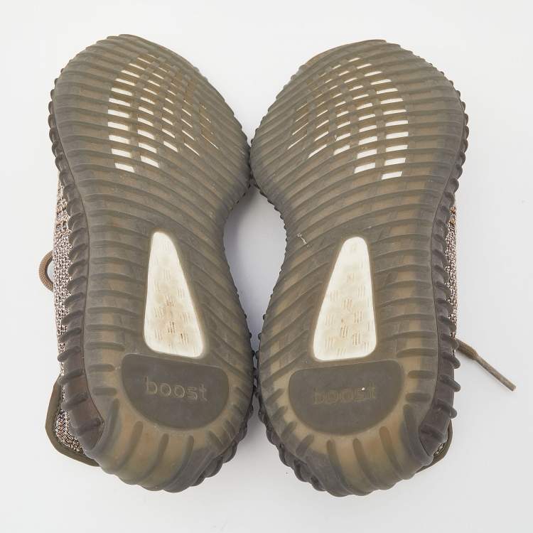 Pre Owned Yeezy x Adidas Multicolor Knit Fabric Boost 350 V2 Ash Stone Low Top Sneakers Size 37 1/3