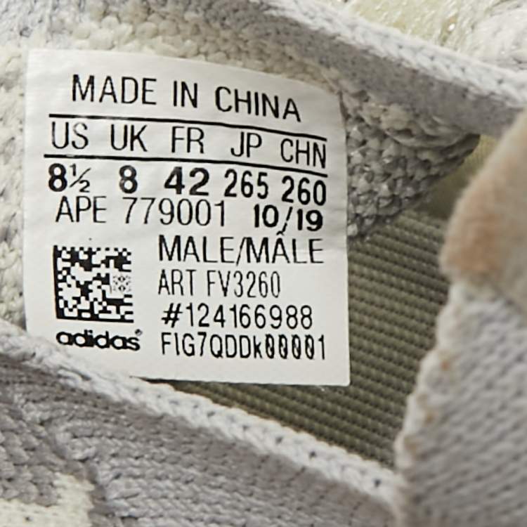 Pre Owned Yeezy x Adidas Grey/White Knit Fabric Boost 380 Alien Sneakers Size 42
