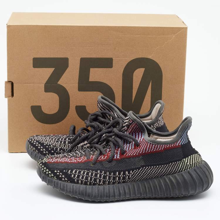 Pre Owned Yeezy x Adidas Multicolor Knit Fabric Boost 350 V2 Yecheil (Non-Reflective) Sneakers Size 36