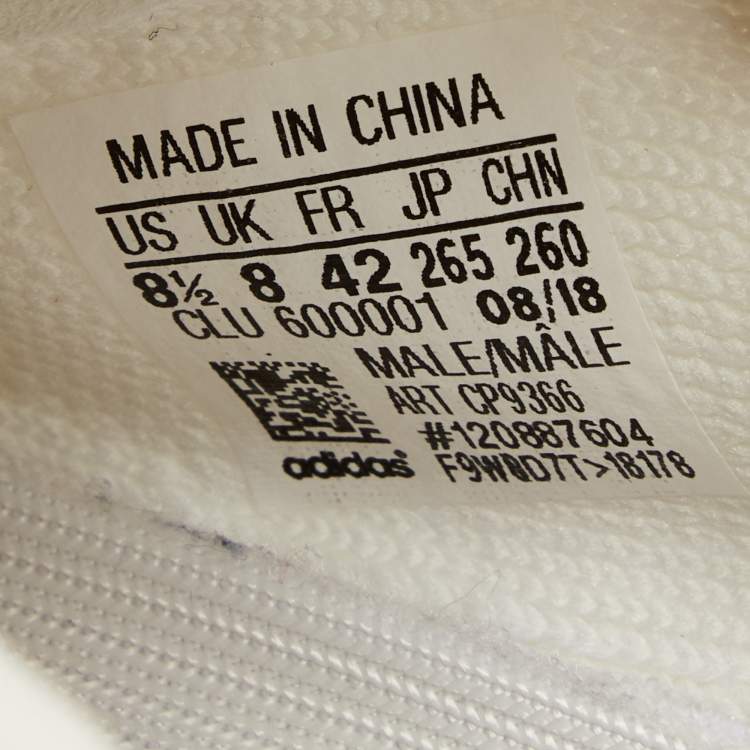 Pre Owned Yeezy x Adidas White Knit Fabric Boost 350 V2 Triple White Sneakers Size 42