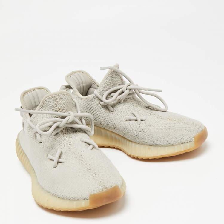 Pre Owned Yeezy x Adidas Grey Knit Boost 350 V2  Sneakers Size 42