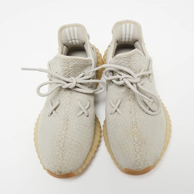 Pre Owned Yeezy x Adidas Grey Knit Boost 350 V2  Sneakers Size 42