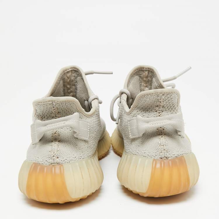 Pre Owned Yeezy x Adidas Grey Knit Boost 350 V2  Sneakers Size 42