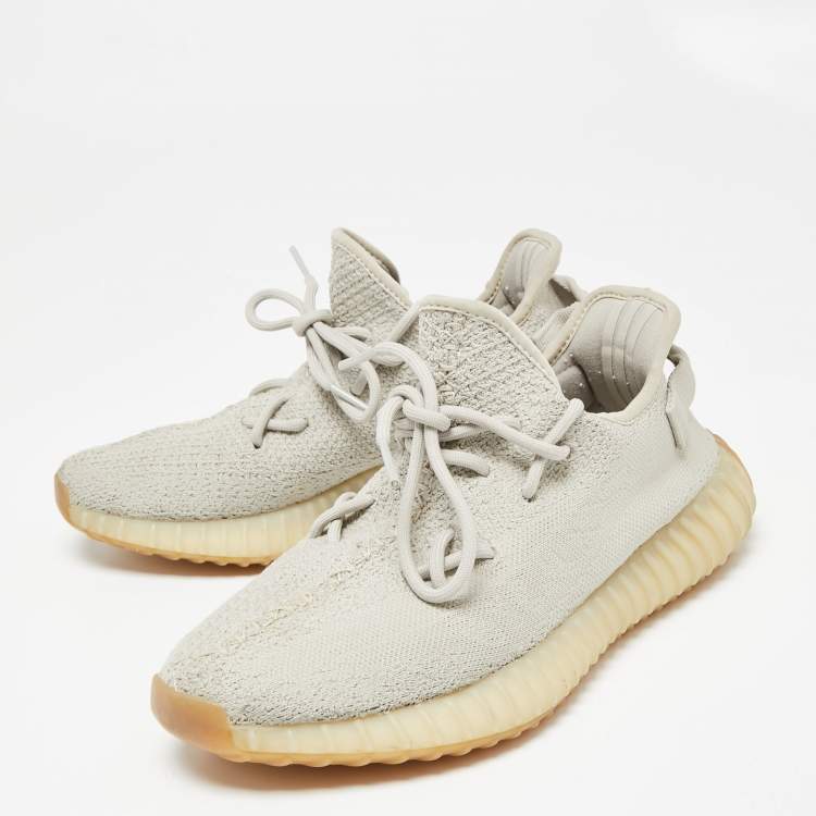 Pre Owned Yeezy x Adidas Grey Knit Boost 350 V2  Sneakers Size 42