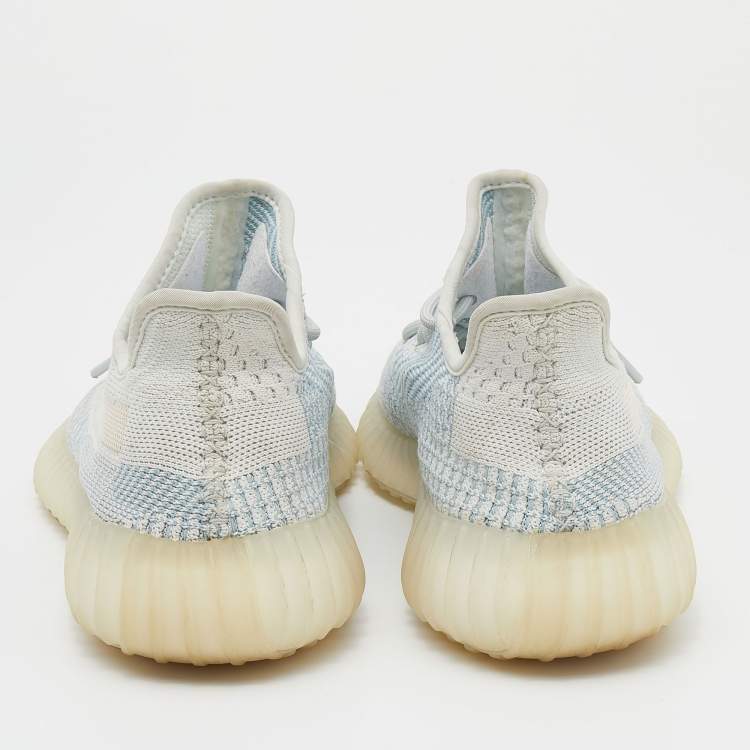 Pre Owned Yeezy x adidas White/Blue Knit Fabric Boost 350 V2 Cloud White Sneakers Size 40 2/3