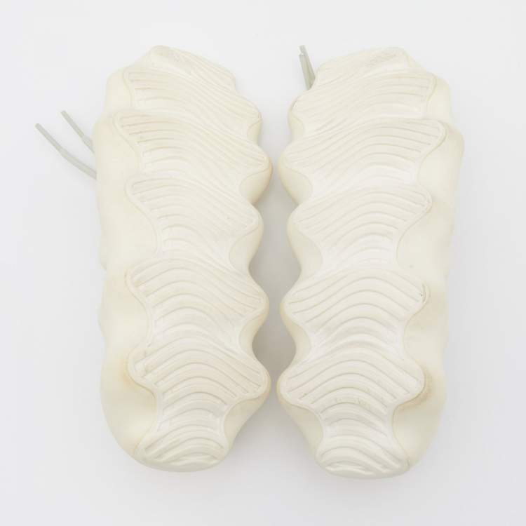 Pre Owned Yeezy x Adidas White Stretch Knit Fabric Yeezy 450 Cloud White Sneakers Size 42 2/3