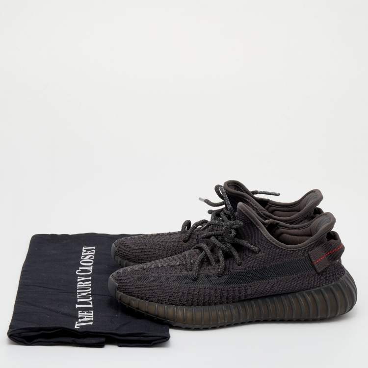 Pre Owned Yeezy x Adidas Black Knit Fabric Boost 350 V2 Pirate Low Top Sneakers Size 38