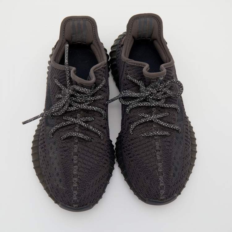 Pre Owned Yeezy x Adidas Black Knit Fabric Boost 350 V2 Pirate Low Top Sneakers Size 38