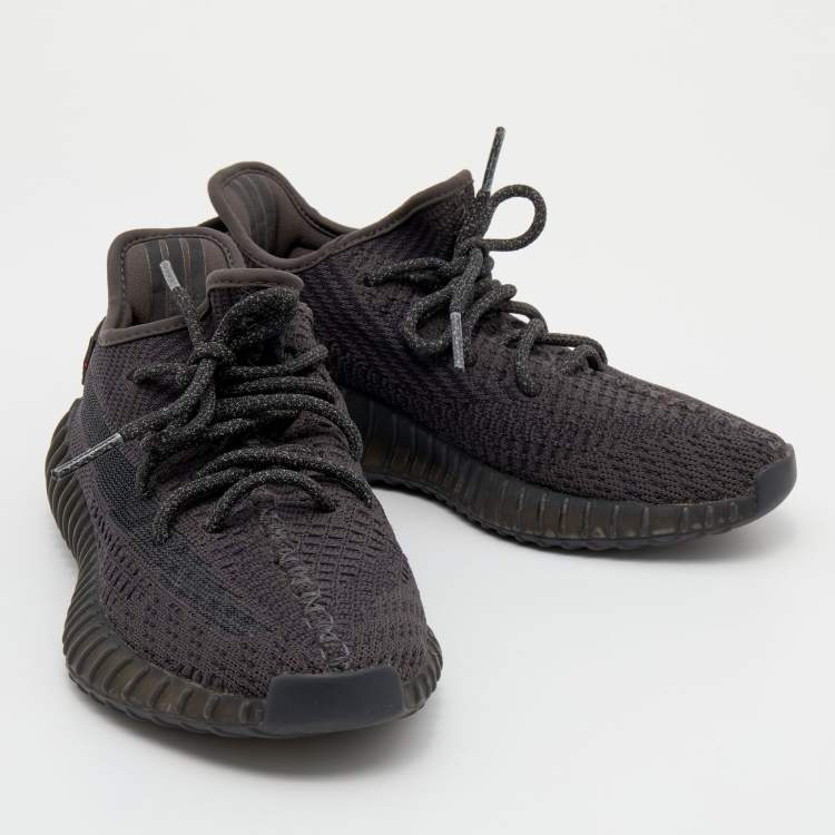 Pre Owned Yeezy x Adidas Black Knit Fabric Boost 350 V2 Pirate Low Top Sneakers Size 38