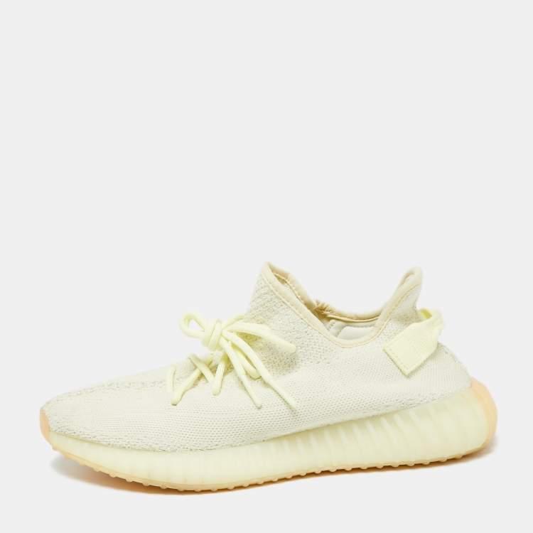 Pre Owned Yeezy x Adidas Green Knit Fabric Boost 350 V2  Sneakers Size 44