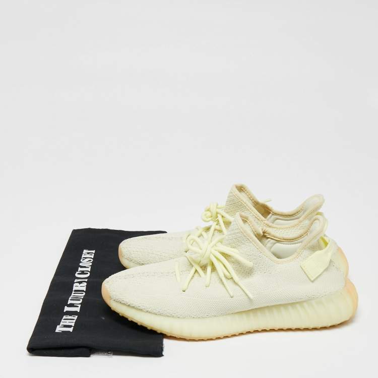 Pre Owned Yeezy x Adidas Green Knit Fabric Boost 350 V2  Sneakers Size 44