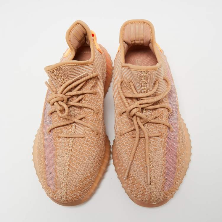 Pre Owned Yeezy x Adidas Orange Mesh And Fabric 350 V2 Mono Clay Sneakers Size 44