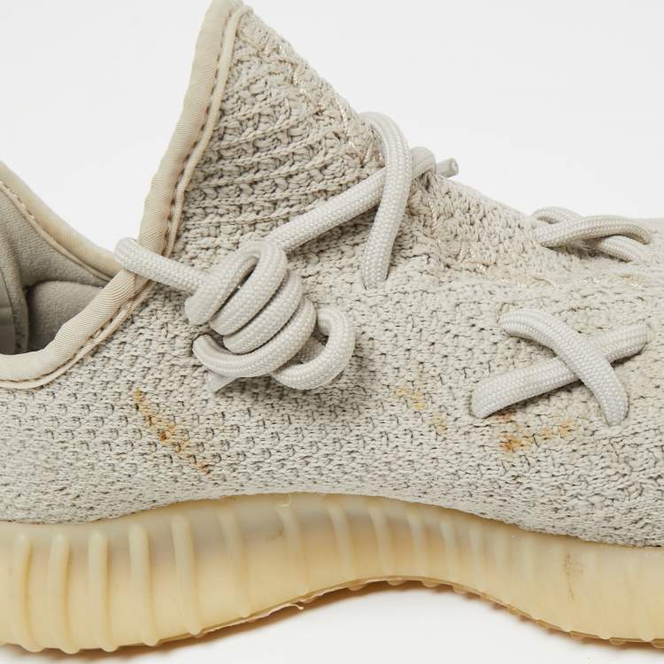 Pre Owned Yeezy x Adidas Grey Knit Fabric Boost 350 V2 Sesame Sneakers Size 40 2/3