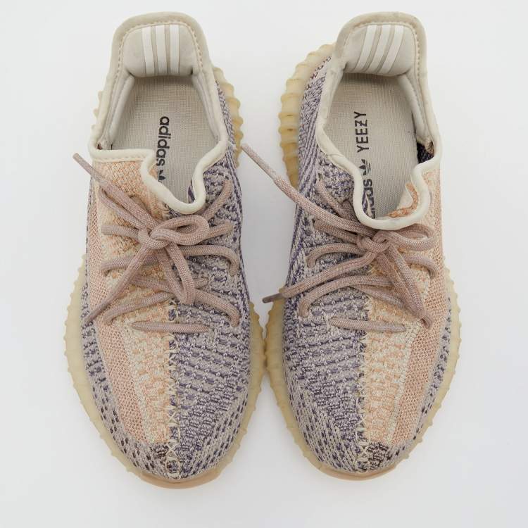 Pre Owned Yeezy x Adidas Multicolor Knit Fabric Boost 350 V2 Ash Pearl Sneakers Size 38 2/3