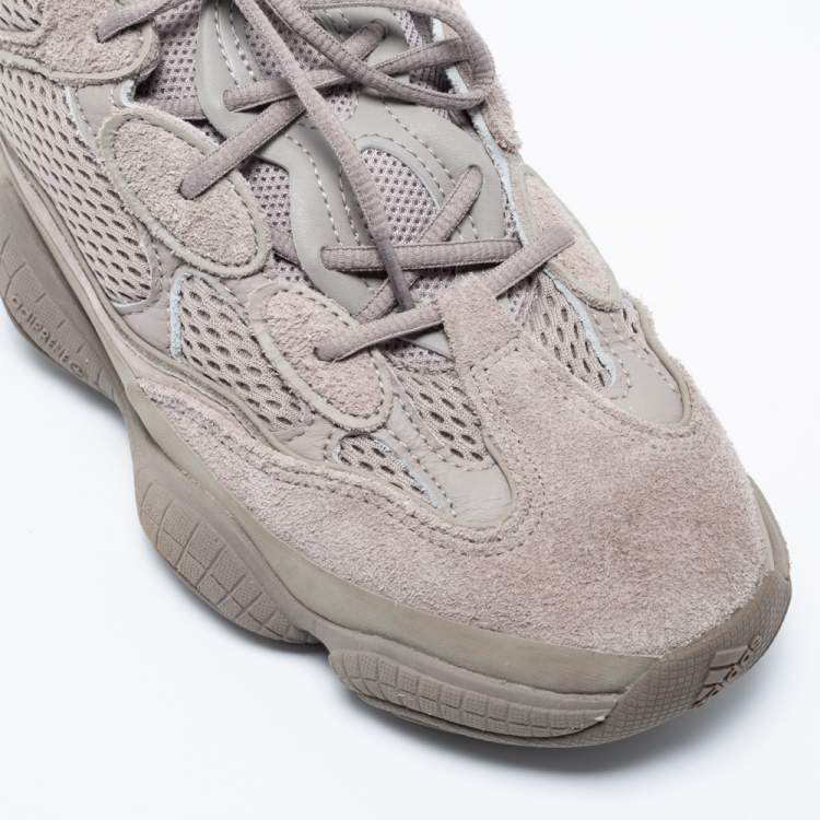 Pre Owned Yeezy x Adidas Ash Grey Mesh and Suede Yeezy 500 Sneakers Size 42