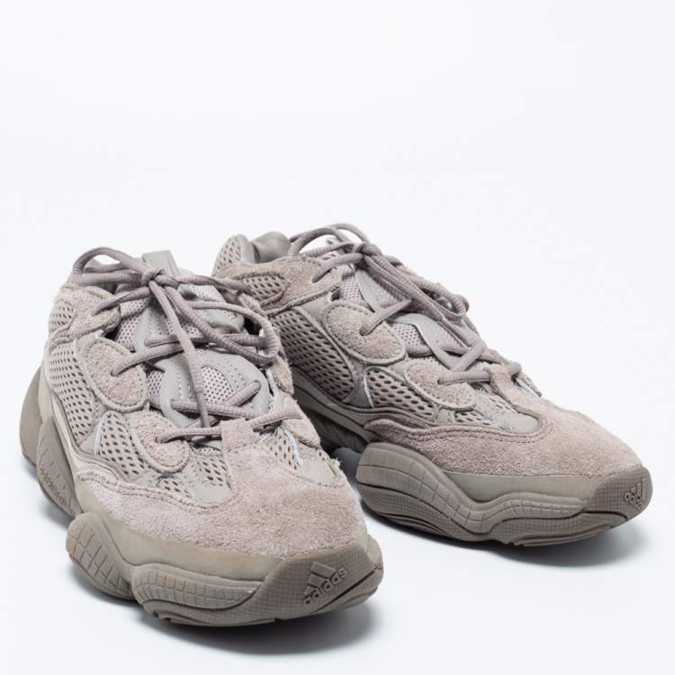 Pre Owned Yeezy x Adidas Ash Grey Mesh and Suede Yeezy 500 Sneakers Size 42