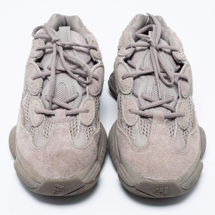 Pre Owned Yeezy x Adidas Ash Grey Mesh and Suede Yeezy 500 Sneakers Size 42
