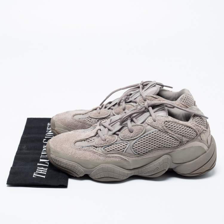 Pre Owned Yeezy x Adidas Ash Grey Mesh and Suede Yeezy 500 Sneakers Size 42