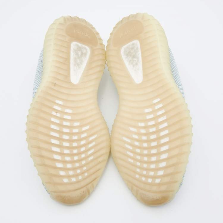 Pre Owned Yeezy x adidas White/Blue Knit Fabric Boost 350 V2 Cloud White Sneakers Size 40 2/3