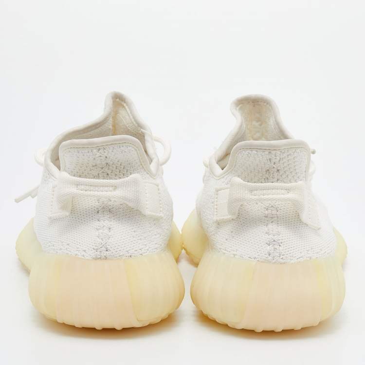 Pre Owned Yeezy x Adidas White Knit Fabric Boost 350 V2 Triple White Sneakers Size 42
