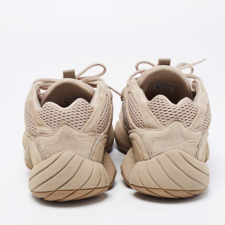 Pre Owned Yeezy x Adidas Beige Suede And Mesh Yeezy 500 Lace Up Sneakers Size 43 1/3
