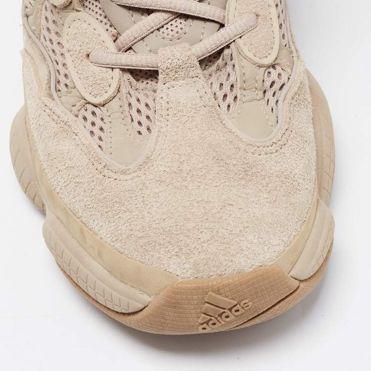Pre Owned Yeezy x Adidas Beige Suede And Mesh Yeezy 500 Lace Up Sneakers Size 43 1/3