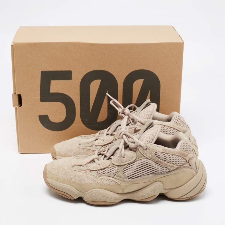 Pre Owned Yeezy x Adidas Beige Suede And Mesh Yeezy 500 Lace Up Sneakers Size 43 1/3