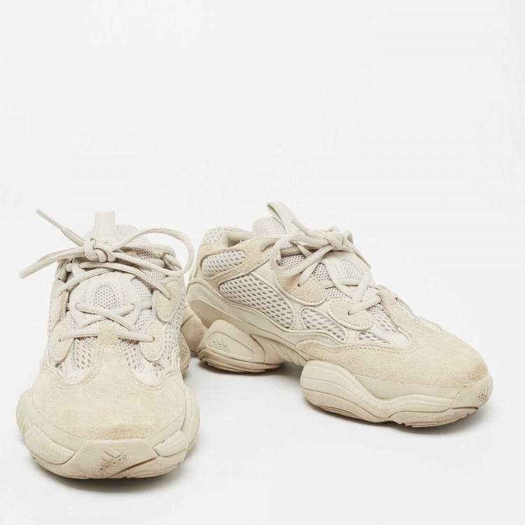 Pre Owned Yeezy x Adidas Beige Mesh And Suede Yeezy 500 Blush Sneakers Size 39 1/3