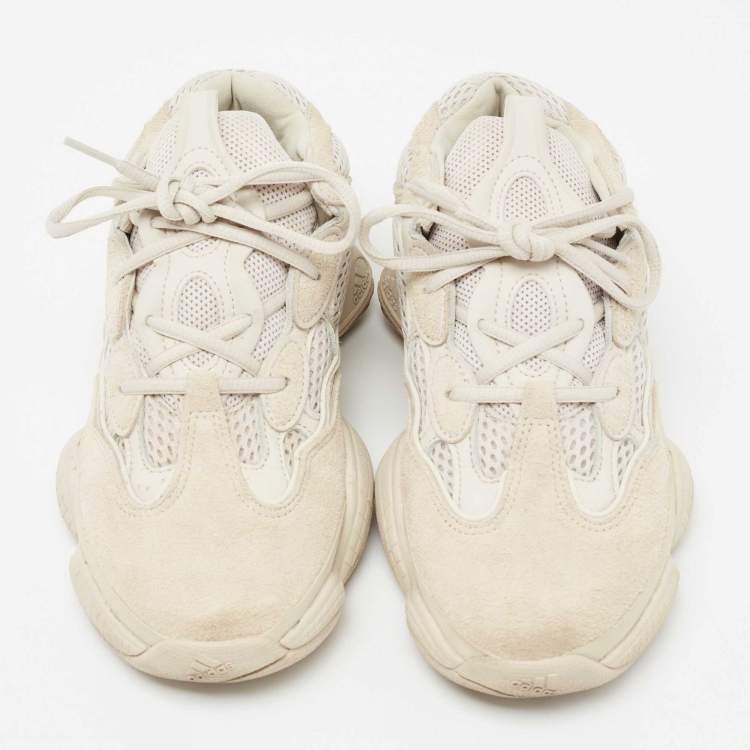 Pre Owned Yeezy x Adidas Beige Mesh And Suede Yeezy 500 Blush Sneakers Size 39 1/3