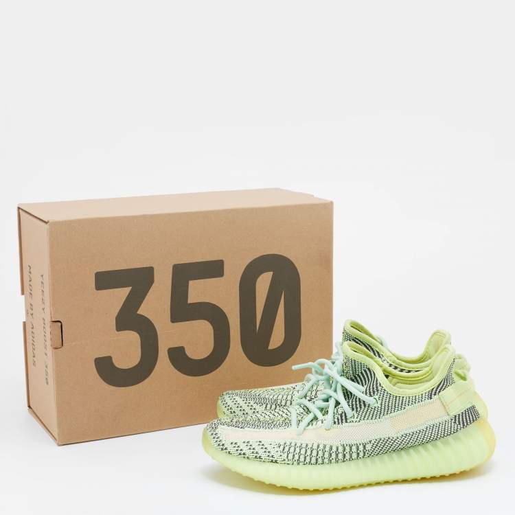 Pre Owned Yeezy x Adidas Green Knit Fabric Boost 350 V2 Yeeree Low Top Sneakers Size 39 1/3