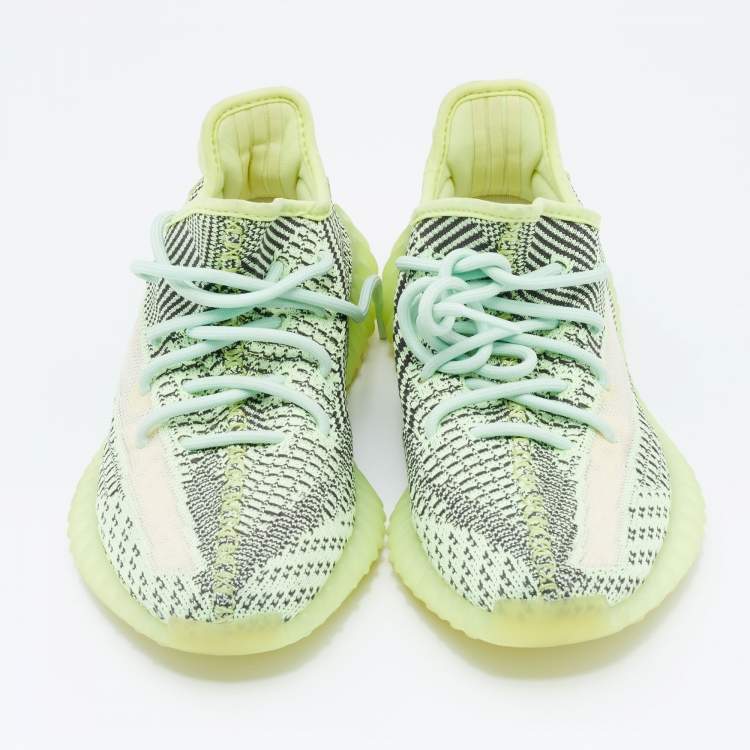Pre Owned Yeezy x Adidas Green Knit Fabric Boost 350 V2 Yeeree Low Top Sneakers Size 39 1/3