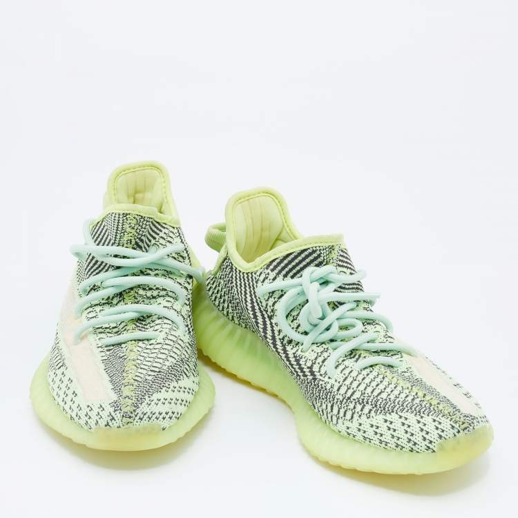 Pre Owned Yeezy x Adidas Green Knit Fabric Boost 350 V2 Yeeree Low Top Sneakers Size 39 1/3