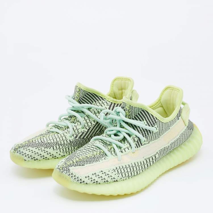 Pre Owned Yeezy x Adidas Green Knit Fabric Boost 350 V2 Yeeree Low Top Sneakers Size 39 1/3