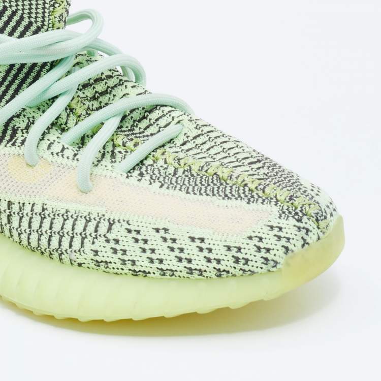 Pre Owned Yeezy x Adidas Green Knit Fabric Boost 350 V2 Yeeree Low Top Sneakers Size 39 1/3