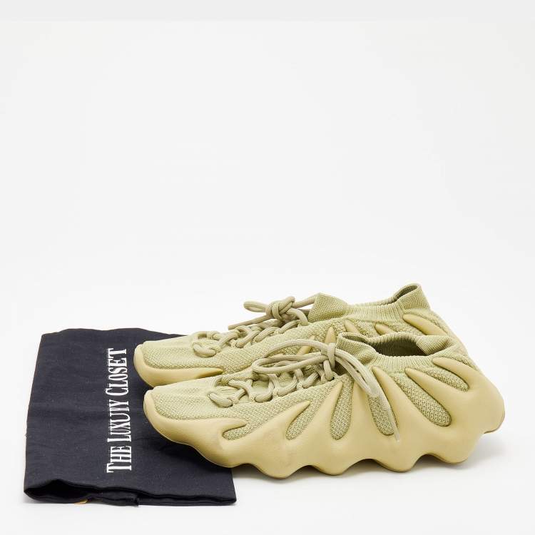 Pre Owned Yeezy x adidas Green Knit Fabric 450 Dark Sulfur Sneakers Size 40 2/3