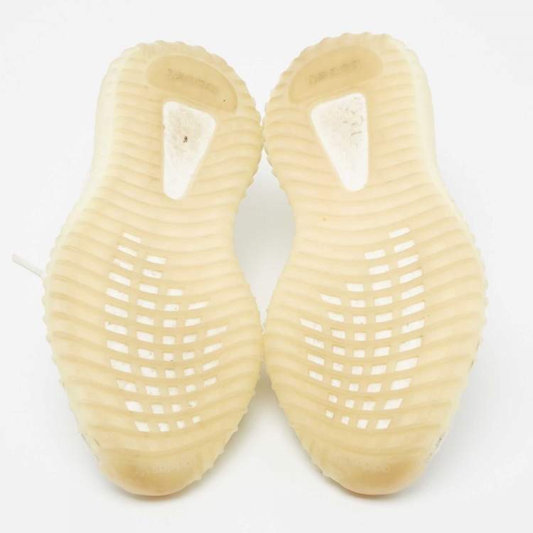 Pre Owned Yeezy x Adidas Cream Knit Fabric Boost 350 V2 Triple White Low-Top Sneakers Size 38 2/3